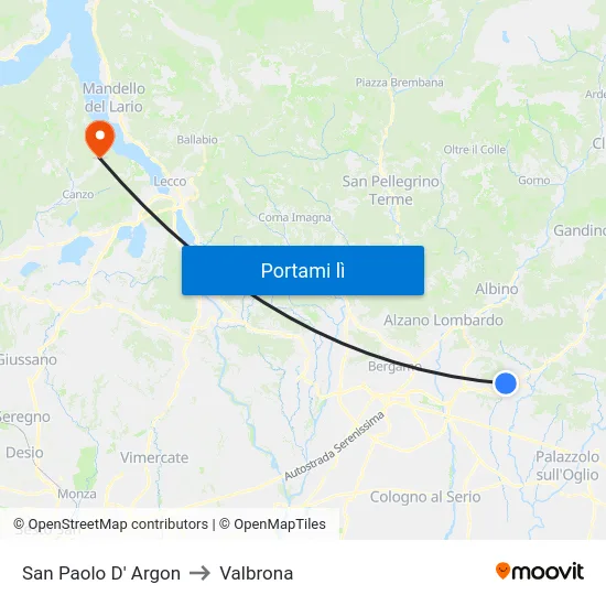 San Paolo D' Argon to Valbrona map