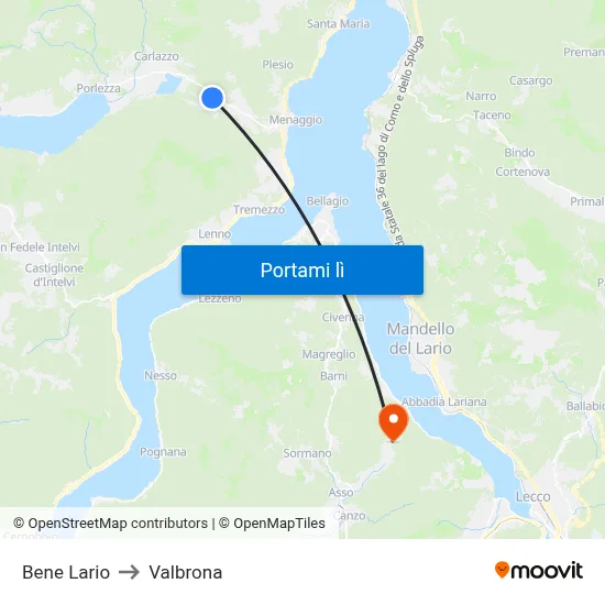 Bene Lario to Valbrona map