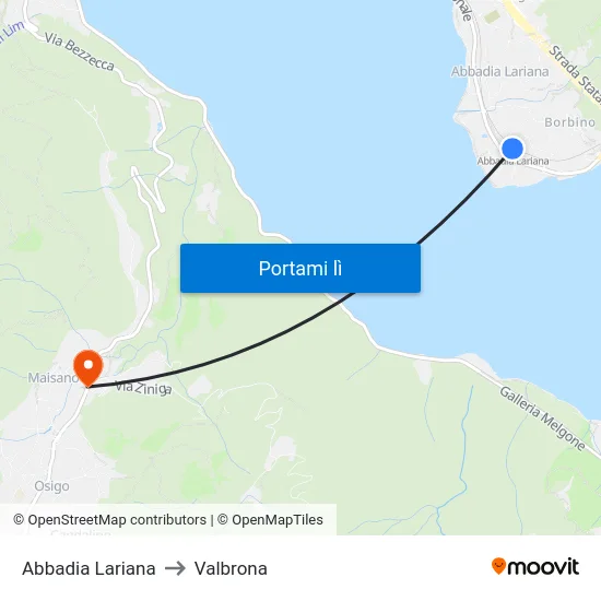 Abbadia Lariana to Valbrona map