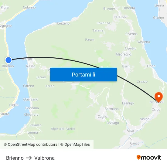 Brienno to Valbrona map