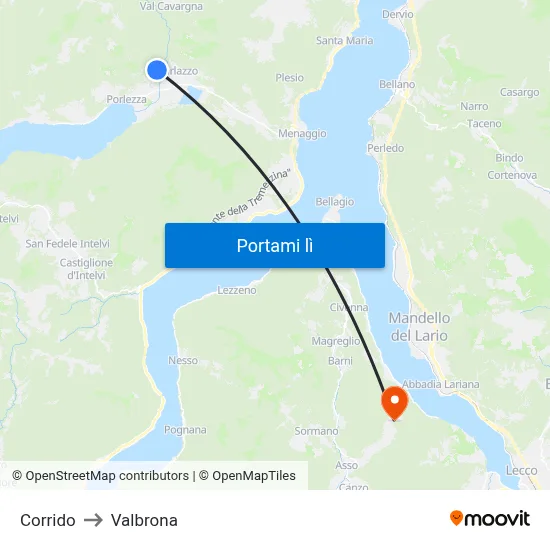 Corrido to Valbrona map