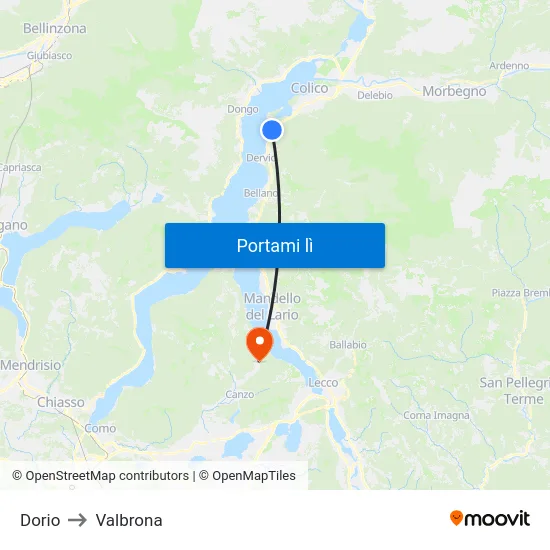 Dorio to Valbrona map