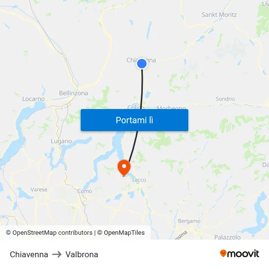 Chiavenna to Valbrona map