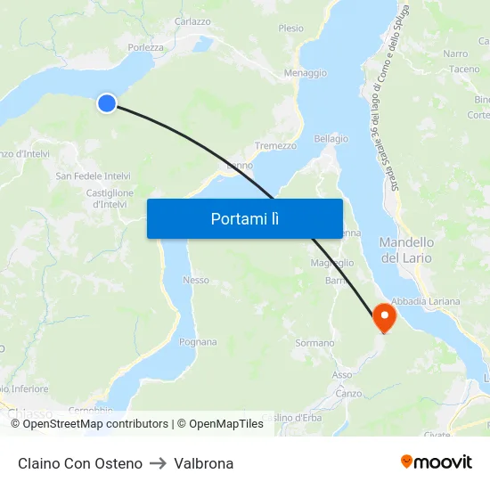 Claino Con Osteno to Valbrona map