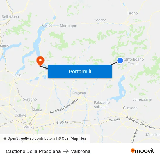 Castione Della Presolana to Valbrona map