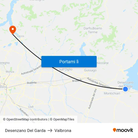 Desenzano Del Garda to Valbrona map