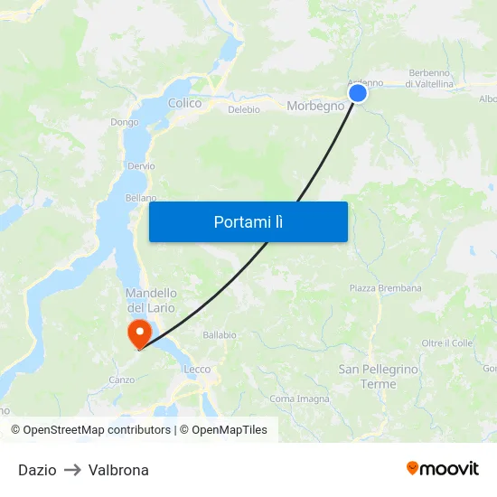 Dazio to Valbrona map