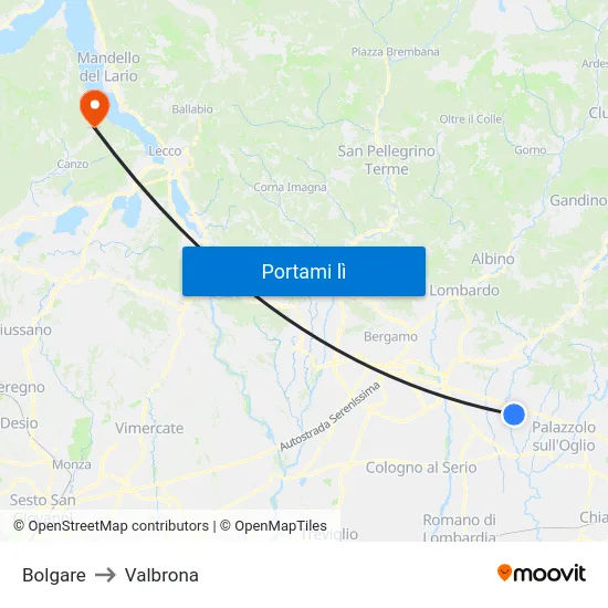Bolgare to Valbrona map