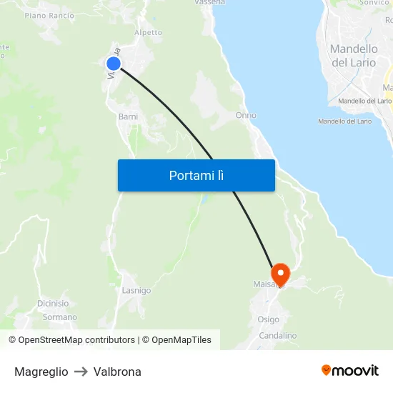 Magreglio to Valbrona map