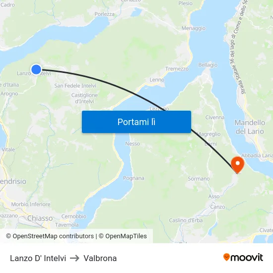 Lanzo D' Intelvi to Valbrona map