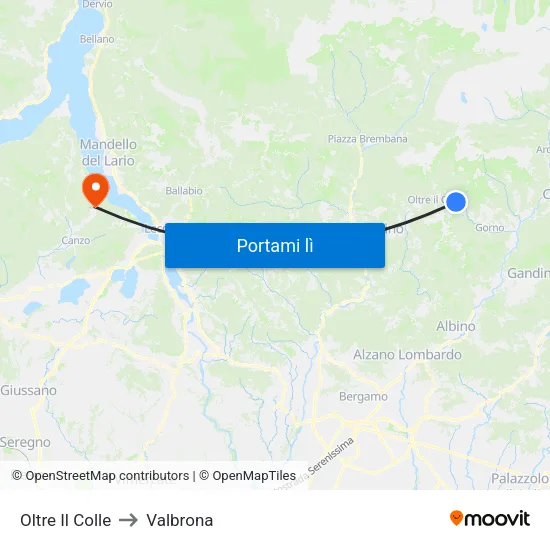 Oltre Il Colle to Valbrona map