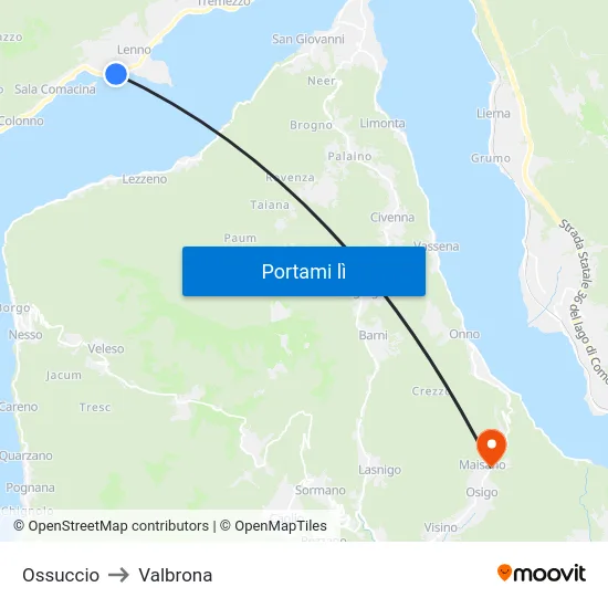 Ossuccio to Valbrona map