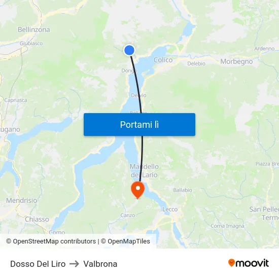 Dosso Del Liro to Valbrona map
