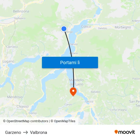 Garzeno to Valbrona map