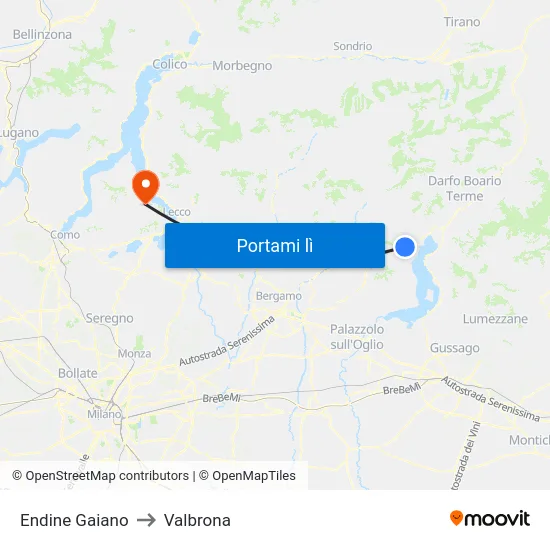 Endine Gaiano to Valbrona map