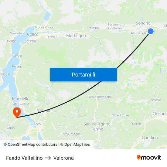 Faedo Valtellino to Valbrona map