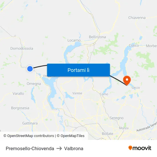 Premosello-Chiovenda to Valbrona map