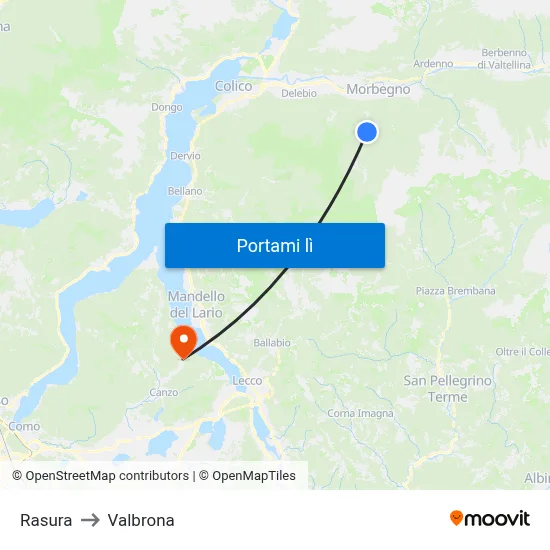 Rasura to Valbrona map