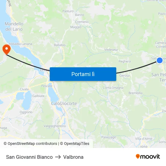San Giovanni Bianco to Valbrona map