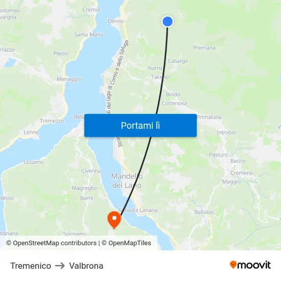 Tremenico to Valbrona map