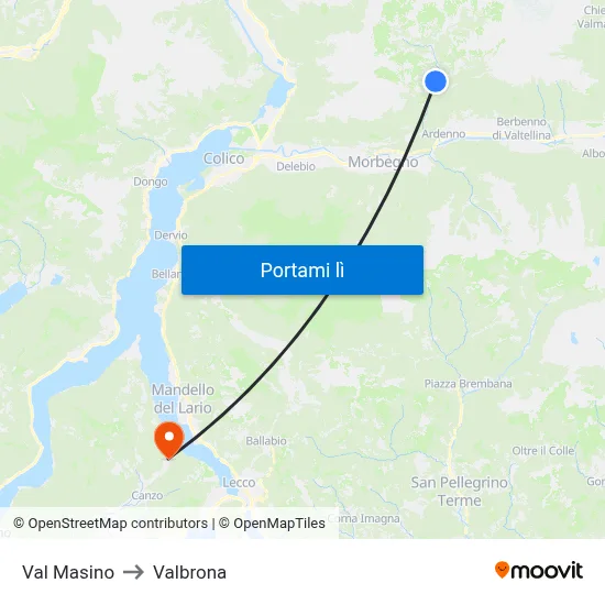 Val Masino to Valbrona map