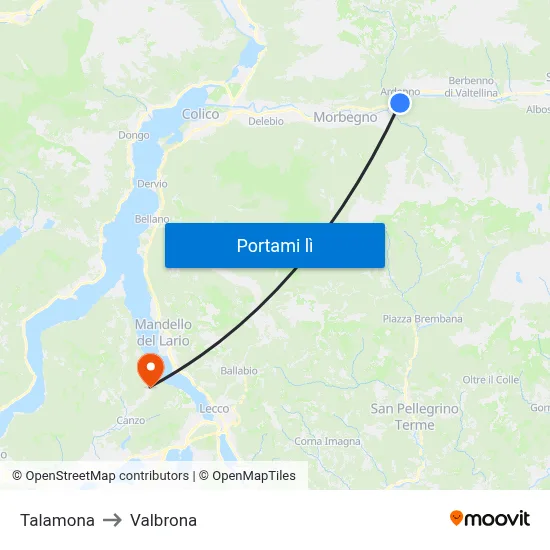 Talamona to Valbrona map