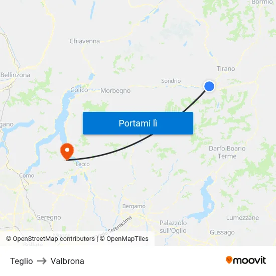 Teglio to Valbrona map