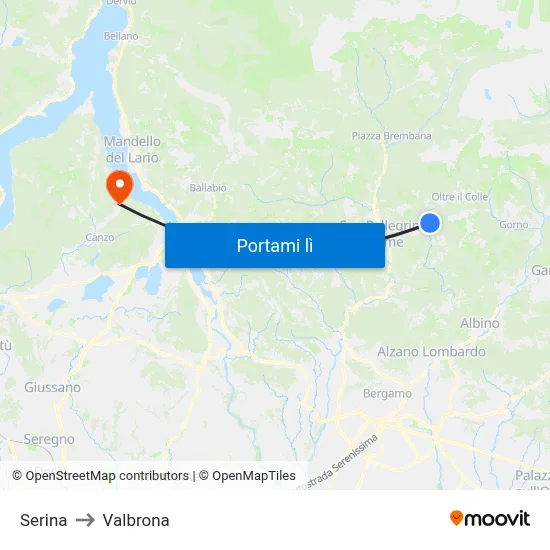 Serina to Valbrona map