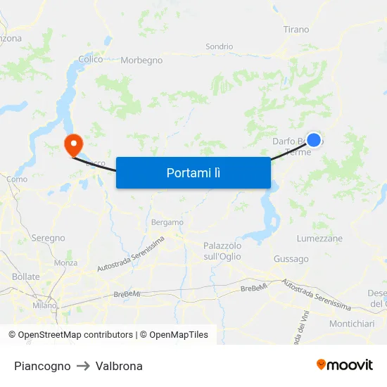 Piancogno to Valbrona map