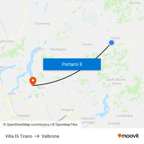 Villa Di Tirano to Valbrona map