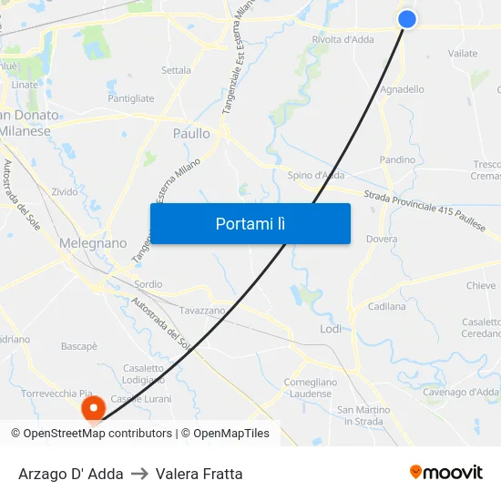 Arzago D' Adda to Valera Fratta map