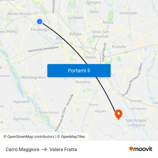 Cerro Maggiore to Valera Fratta map