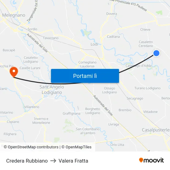 Credera Rubbiano to Valera Fratta map
