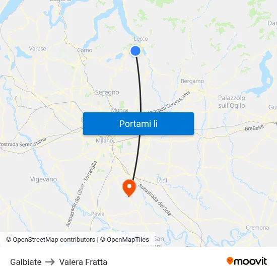 Galbiate to Valera Fratta map