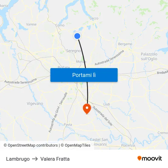 Lambrugo to Valera Fratta map