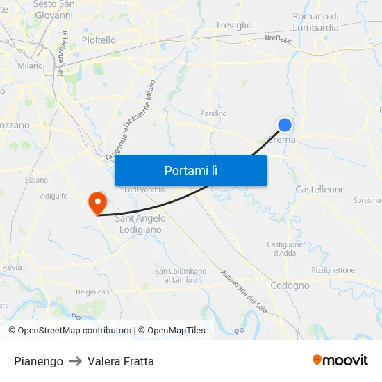 Pianengo to Valera Fratta map