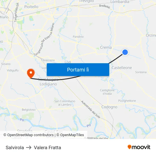 Salvirola to Valera Fratta map
