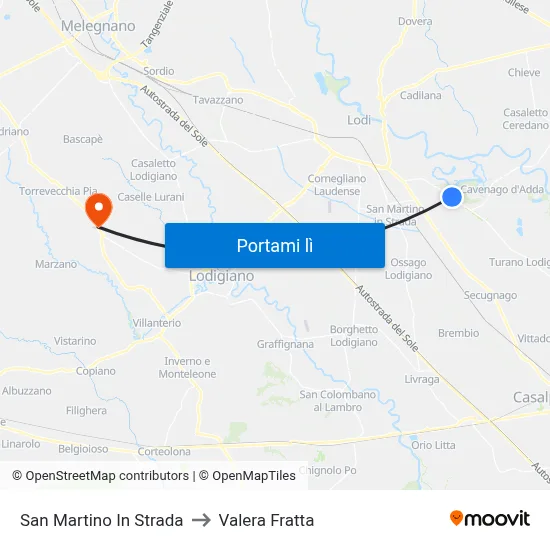 San Martino In Strada to Valera Fratta map