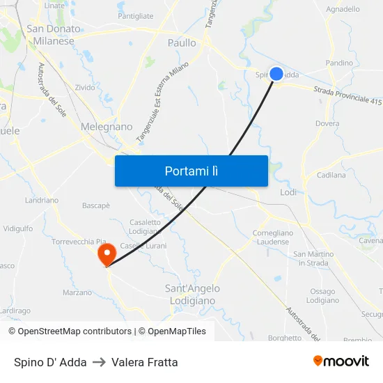 Spino D' Adda to Valera Fratta map