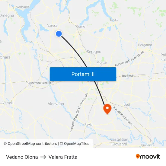 Vedano Olona to Valera Fratta map