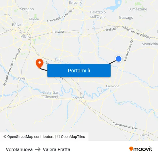 Verolanuova to Valera Fratta map