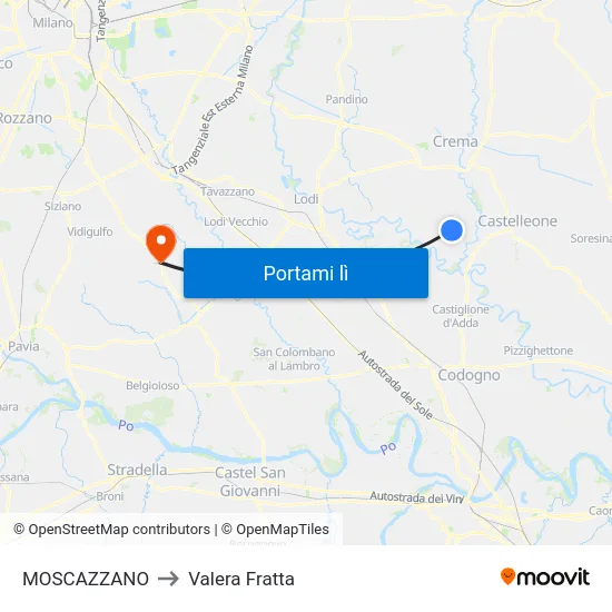 MOSCAZZANO to Valera Fratta map