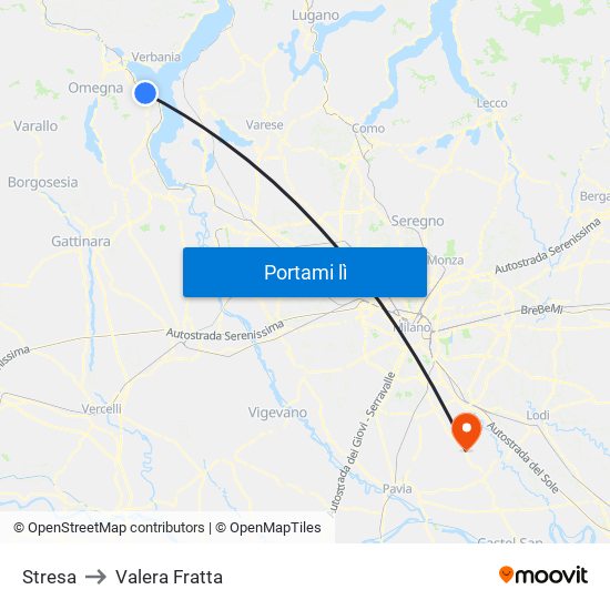 Stresa to Valera Fratta map