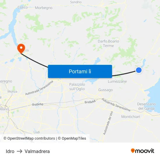 Idro to Valmadrera map