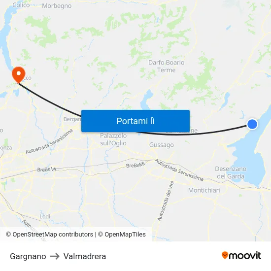 Gargnano to Valmadrera map