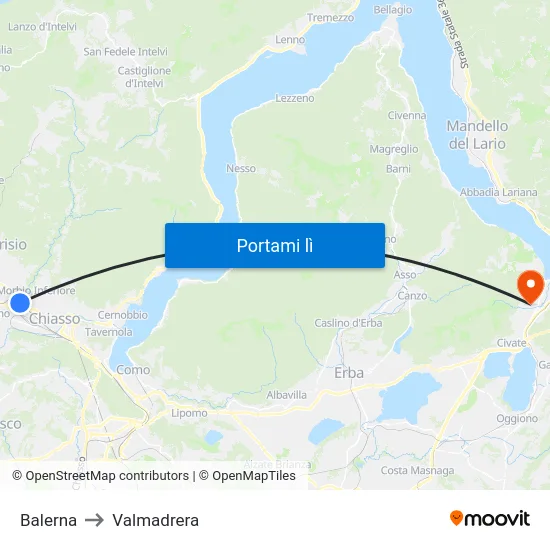 Balerna to Valmadrera map