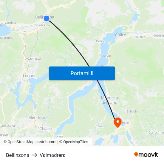 Bellinzona to Valmadrera map