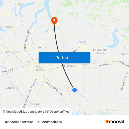Abbadia Cerreto to Valmadrera map