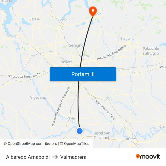 Albaredo Arnaboldi to Valmadrera map