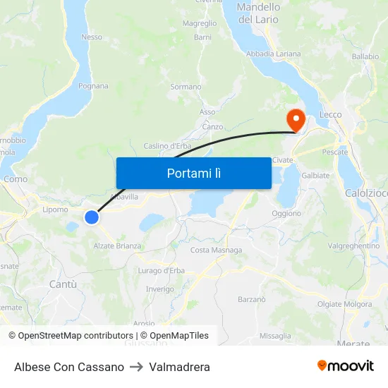 Albese Con Cassano to Valmadrera map